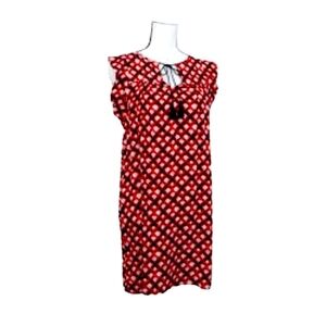 Ann Taylor Loft Red Floral Geometric Boho Dress SP